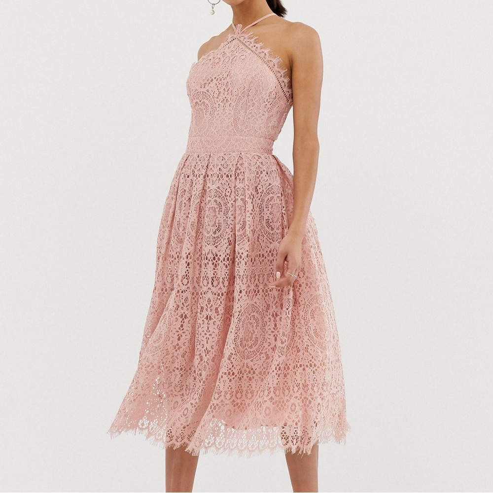 ASOS DESIGN | 4 Tall | NWT Lace Midi Dress with Pinny Bodice.